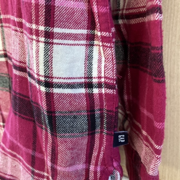 GAP boyfriend flannel shirt sz S plaid fuchsia black NWT - Picture 3 of 8